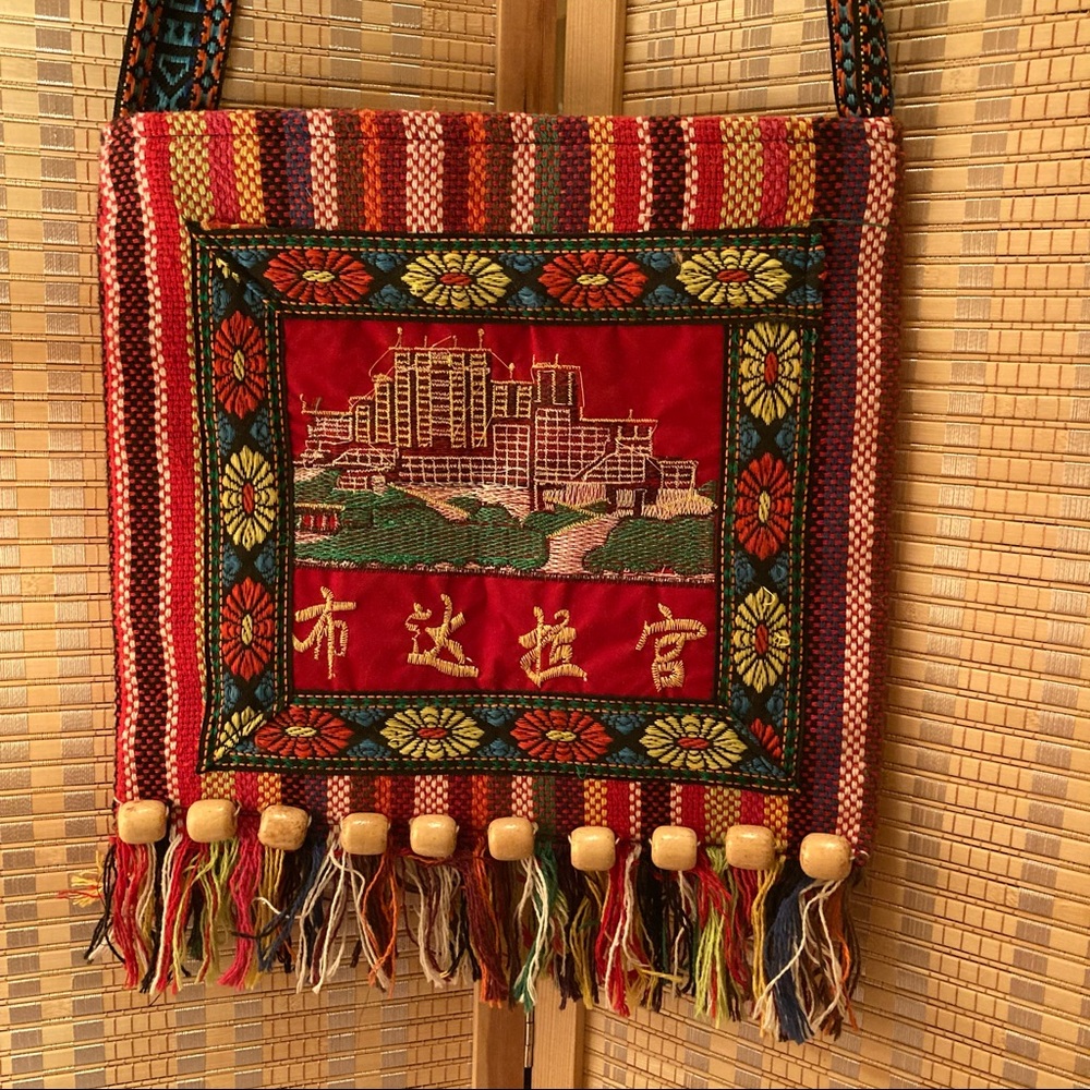 Floral Beaded Crossbody Bag